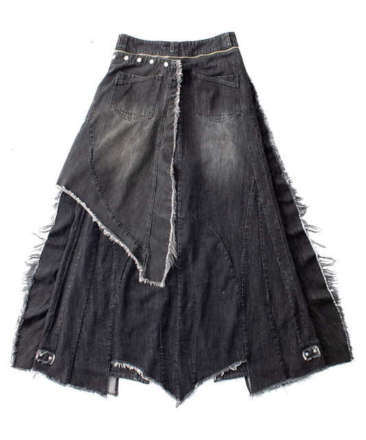 X detachable-skirt denim