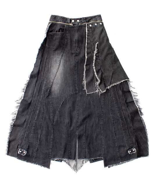 X detachable-skirt denim