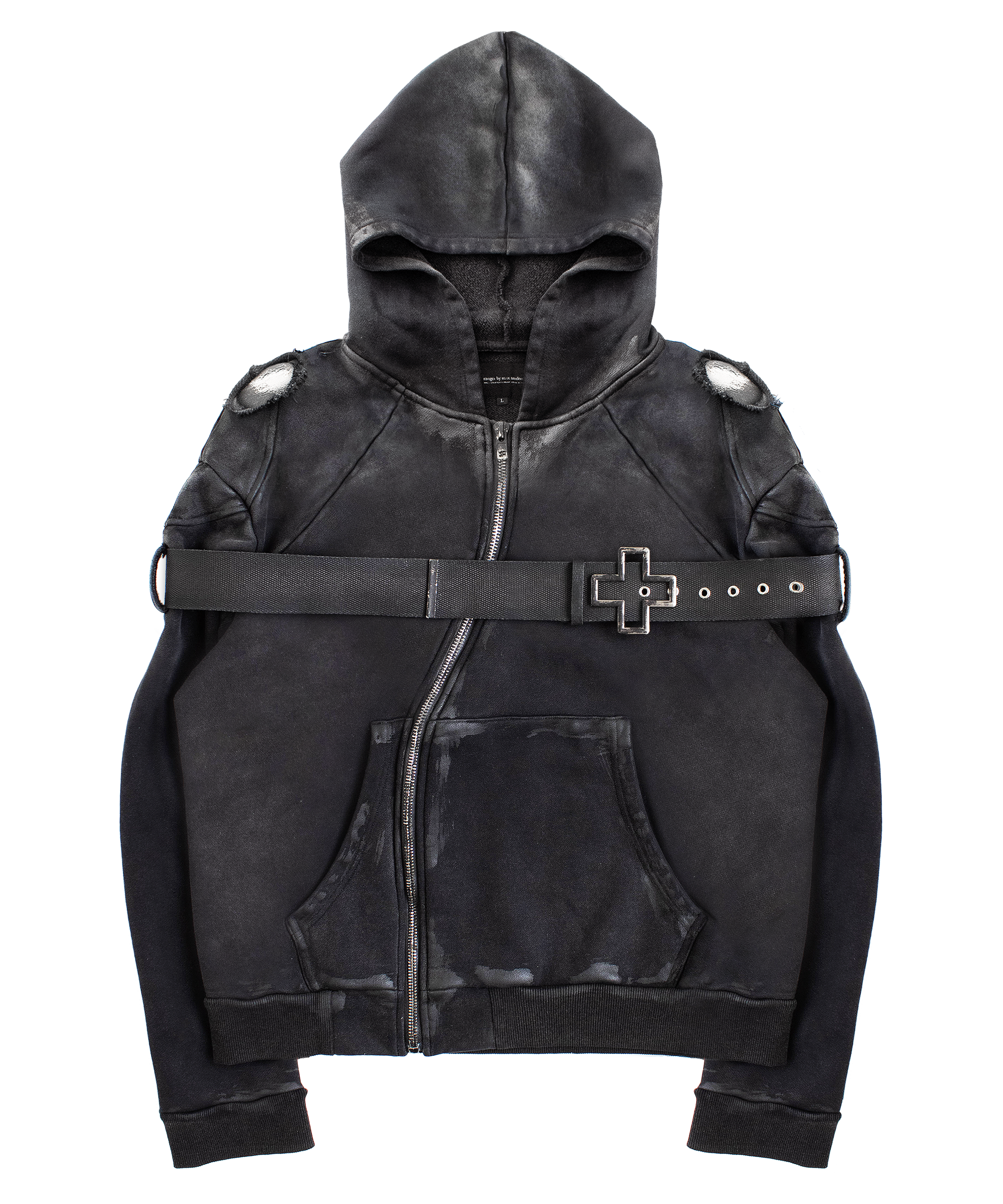Love-YR [r.Armor] washed grey zip-up hoodie – ranger
