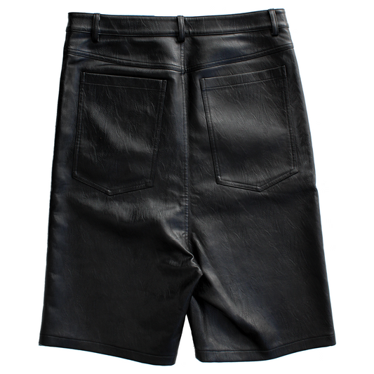 black leather shorts