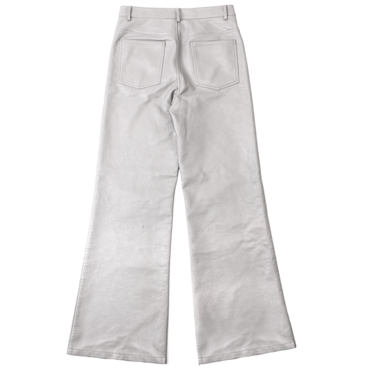grey flared leather pants