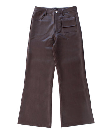 brown flared leather pants