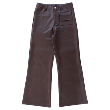 brown flared leather pants